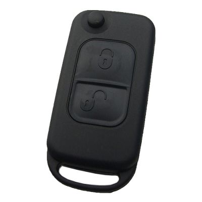 Benz 2 button flip key remote key blank with 2 track HU64 blade - 1