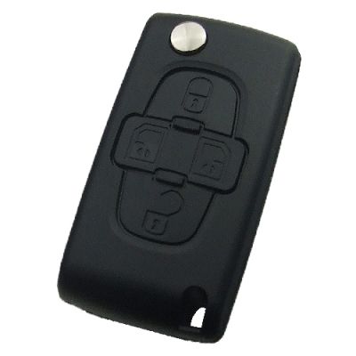 Citroen 4 Button Flip Remote Key 433mhz (battery on PCB) with 46 chip FSK model with VA2 and HU83 blade , please choose the key shell - 1