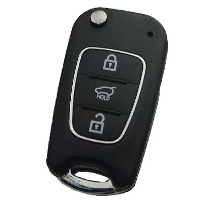 Hyundai 3 button flip remote key shell HY22 blade - 1