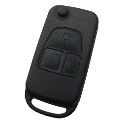 Mercedes 3 Button Flip Remote key Shell with 4 track HU39 blade - 1