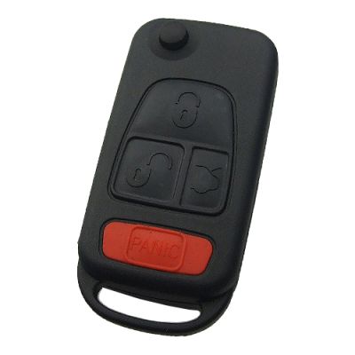 Mercedes 3+1 buttons flip key case with panic 4 track HU39 blade - 1