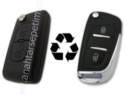 PEUGEOT 2 Buttons Modified Flip Key Shell Without Battery Location - Peugeot
