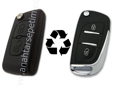 PEUGEOT 2 Buttons Modified Flip Key Shell Without Battery Location - 2
