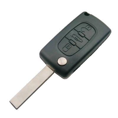 Peugeot Flip Remote Shell 3 Button with battery location - 1