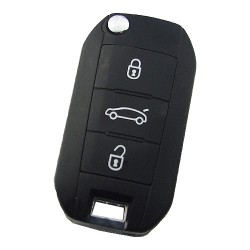 peugeot 3 button remote key blank with HU83 groove blade - 1