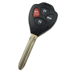 Toyota 3+1 button remote key shell with Toy43 blade with red panic (no logo) - Toyota