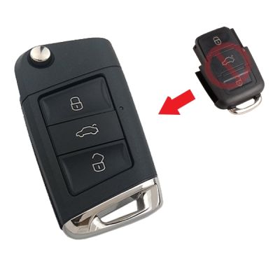 Volkswagen 3 Buttonls Modified Flip Key Shell - 1