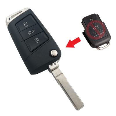 Volkswagen 3 Buttonls Modified Flip Key Shell - 3
