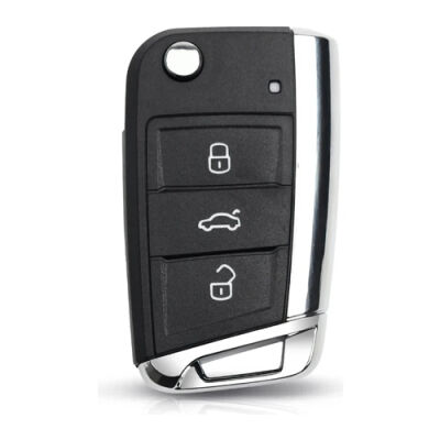 VW MQB 3-Button Keyless Flip Remote Key – AES ID48 Chip – 434 MHz – HU66 Blade - 1