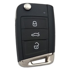 Volkswagen - VW MQB platform 3 button Keyless flip remote key with AES ID48 chip-434mhz & HU66 blade, used for T-Cross, ect