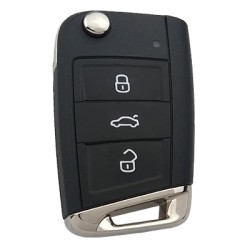 VW MQB platform 3 button Keyless flip remote key with AES ID48 chip-434mhz & HU66 blade, used for T-Cross, ect - Volkswagen